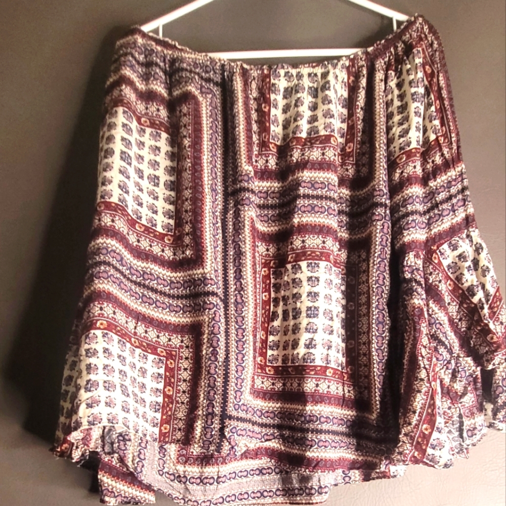 Ganji LA women floral boho blouse size 2X wide shoulder